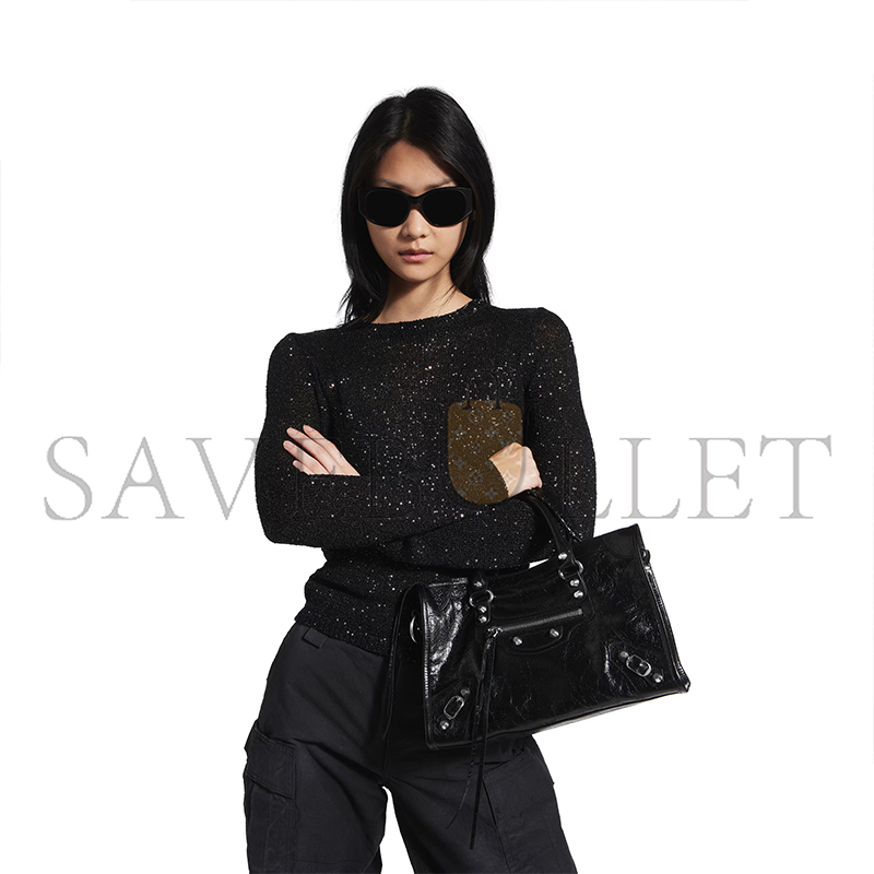 BALENCIAGA LE CITY SMALL BAG IN BLACK 8114422AA9S1000 (29.9*19.1*9.9cm)